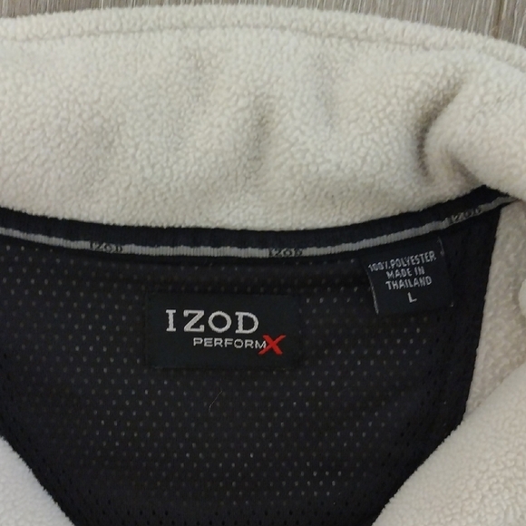 Izod Cream and Black Zip-Up Sweater - Picture 4 of 17
